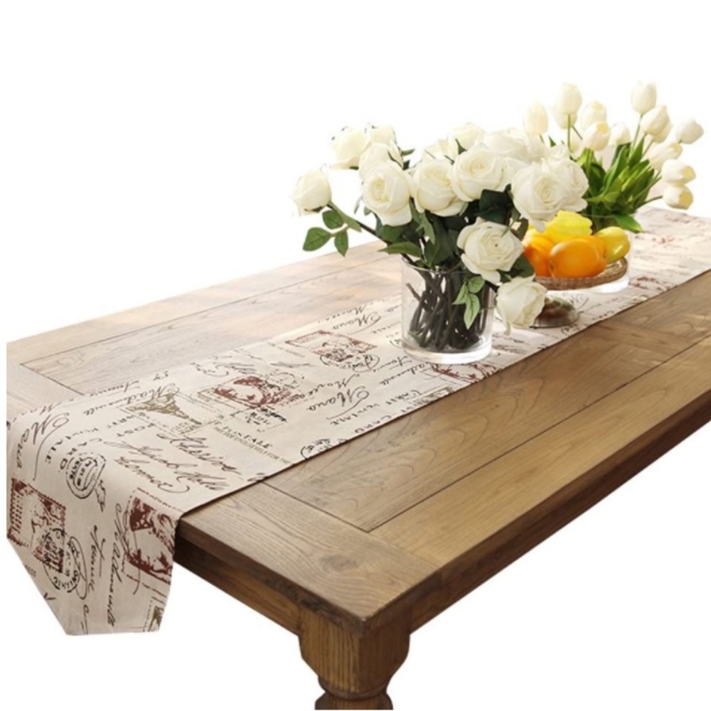 Classic Linen & Cotton Printed Natural Table Runner